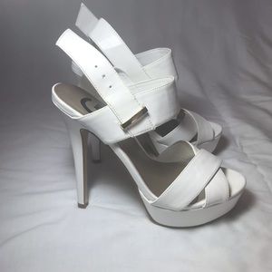 G by Guess Dacey Open White Platform Sandals